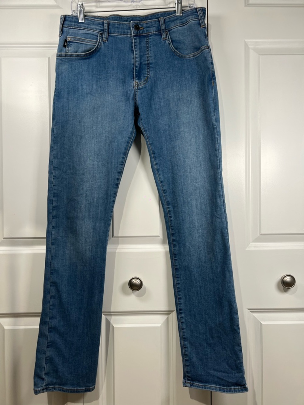 Emporio Armani Men's J45 Regular Fit Straight Leg Wash Demi Blue Jeans 32x32